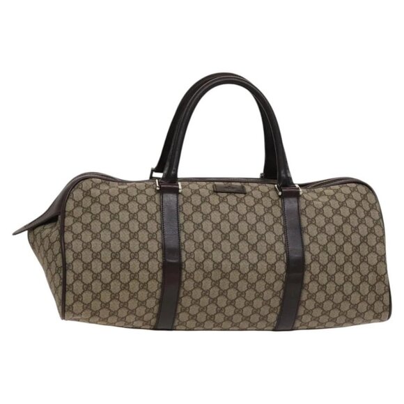 GUCCI GG Supreme Boston Bag PVC Brown Silver - Picture 1 of 16